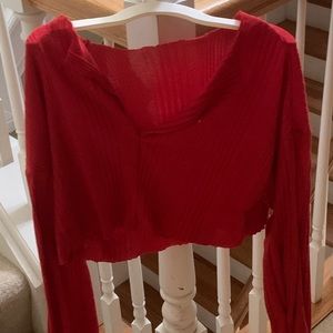 Red cropped sweater